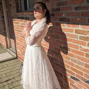 Vintage mid-century white lace gown